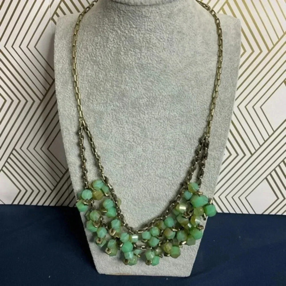 Kenneth Cole Signed AB Faceted Glass Bead and Gold Tone Necklace